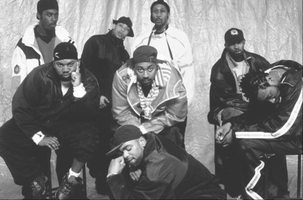 Group photo of the nine original members of Wu-Tang Clan
